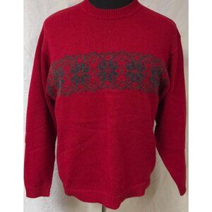 American Outpost Mens Red Nordic Holiday Snowflake Long Sleeve Sweater Size M